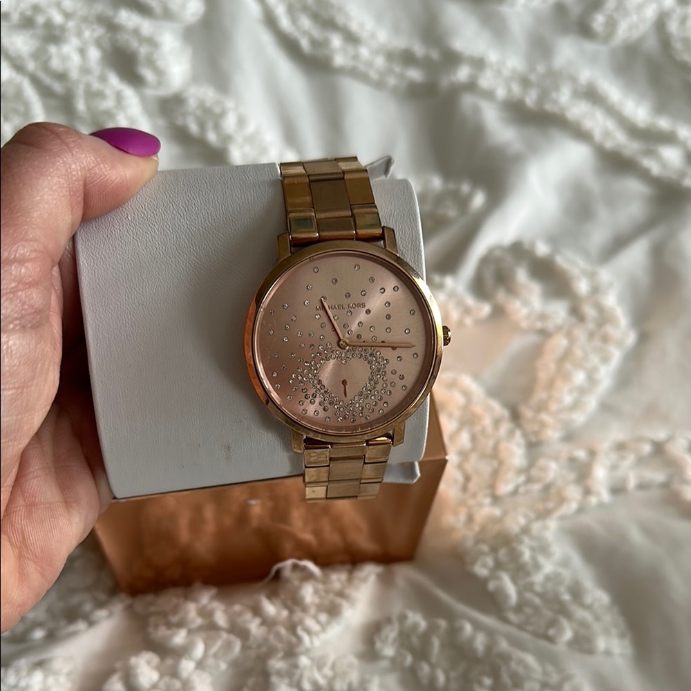 Michael Kors Rose Gold Watch with Crystal Details